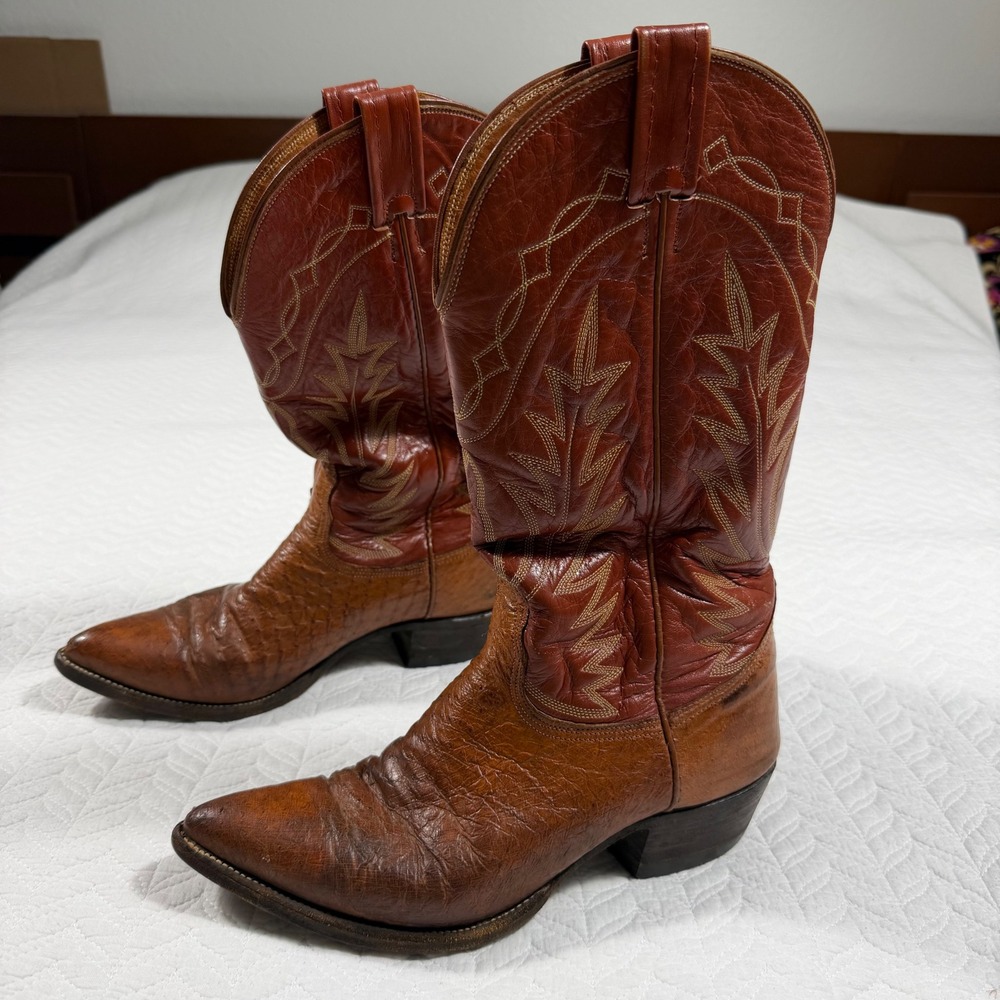 Vintage NOCONA Boots 7068 Men's 9.5 D‎ Full Quill OSTRICH Made in USA Texas